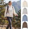 Zip-Up Fleece Jacket Women Jacket, Warm Stand Collar Long Sleeve Loose Coat, Solid Color Casual Outerwear for Fall Winter