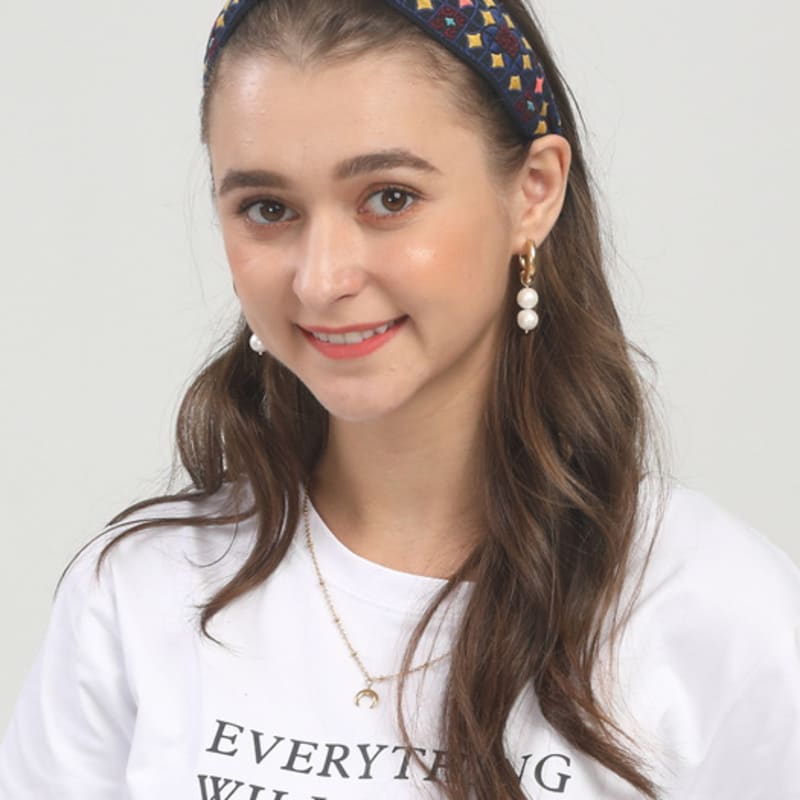 LALA Ethnic Lattice Hairband - BLACKBLUE