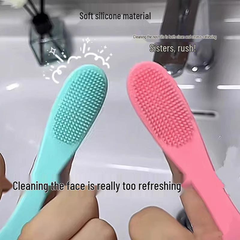 Silicone Nasal Tip Brush for Pore Cleaning, Soft Bristle Facial Cleanser to Remove Blackheads and Clean Nasal Wings