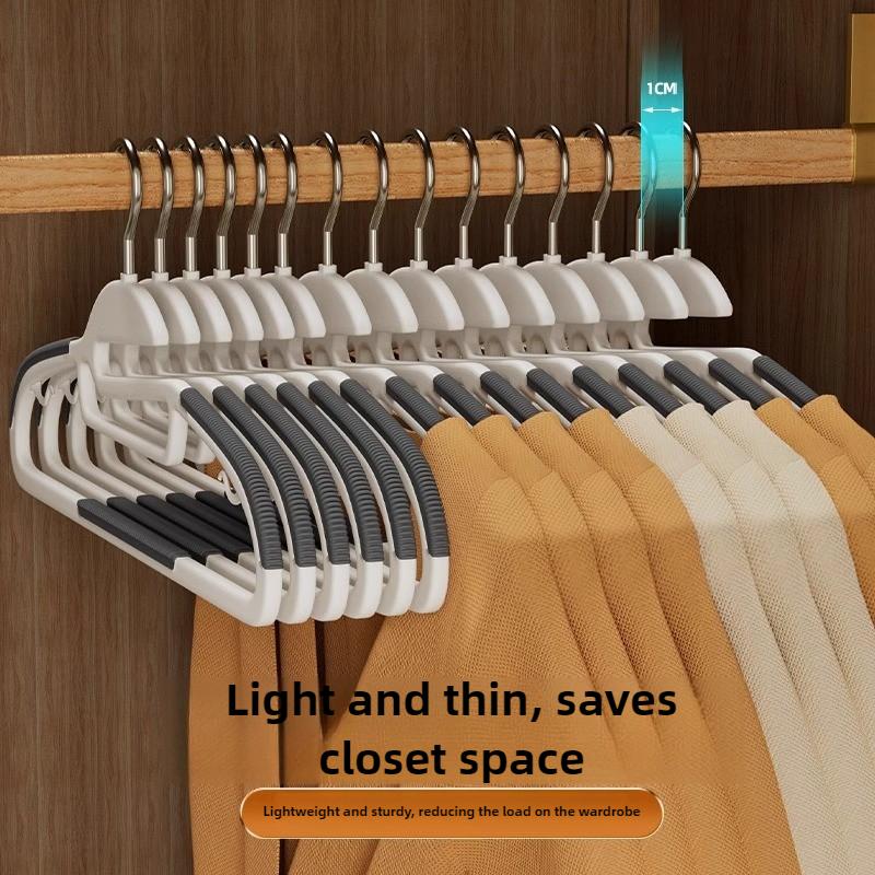 10Pcs Random Color Hot Selling Anti-slip Plastic Hangers Clothes Space Saving Traceless Clothes Hanger for Supermarket & Home