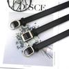 Round Buckle Square Buckle No Holes No Punching Women'S Belt Jeans Belt Summer Imitation Leather Small Belt