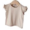 Korean Baby Girl Summer Cotton T-Shirt with Cute Ruffled Edges