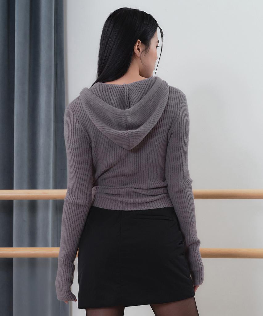 MUSINSA STANDARD WOMAN Women'S Soft Boucle Slim Hooded Knit [Purple Grey]