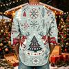 Men's Casual Three-Quarter Sleeve Raglan Shirt with Christmas Print