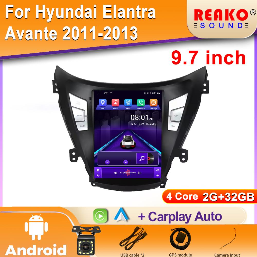 

9,7 для Hyundai Elantra Avante 2011-2013 автомобильный радиоприемник Android Auto мультимедийный видеоплеер GPS навигация Carplay 4G 2din DVD 4 core 2GB+32GB carplay