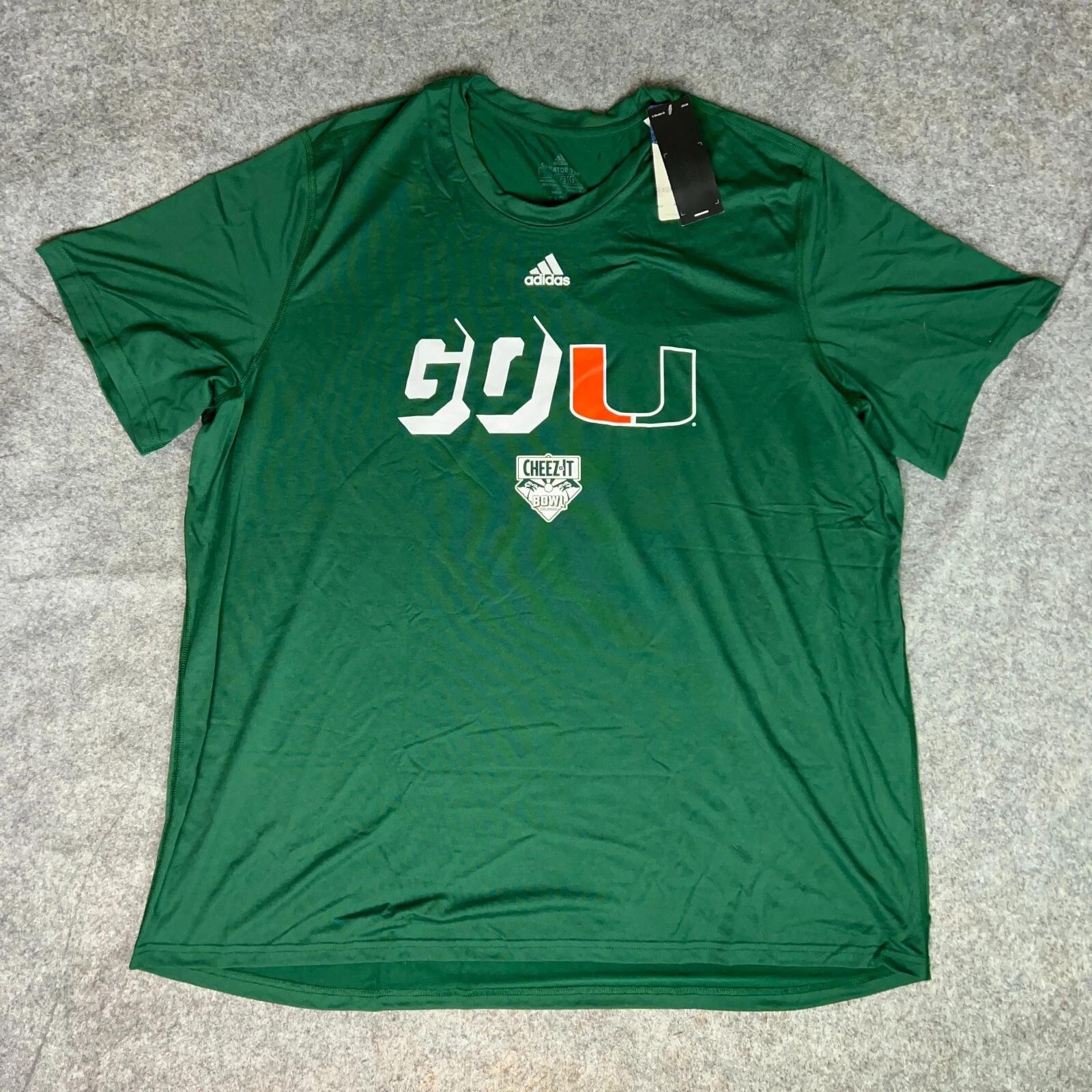 Miami Hurricanes Women Shirt 3XL XXXL Adidas Green Tee Short Sleeve Football NWT L
