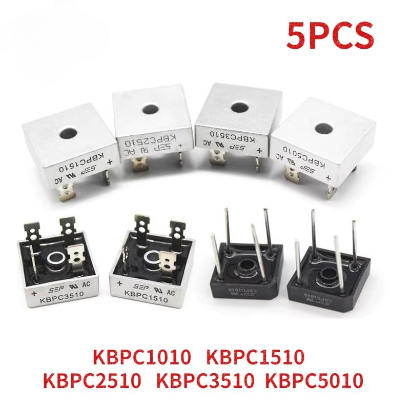 5 stk Brorettlikterdiode KBPC5010 KBPC1010 KBPC1510 KBPC2510 KBPC3510 Likrettere 10A 15A 25A 35A 50A