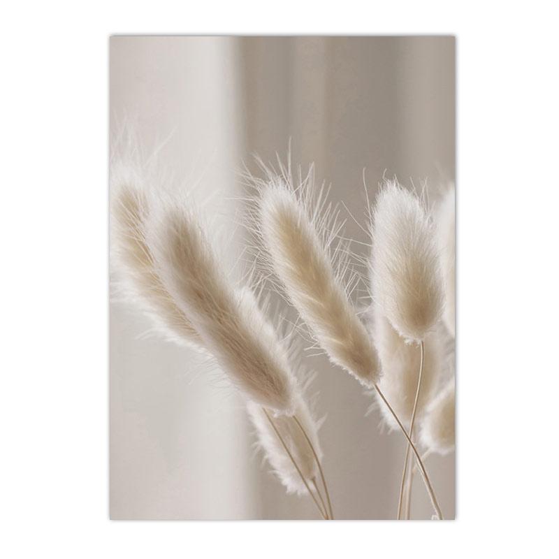 Béžový Bunny Tail Grass Nástěnné plakáty Přírodní pampy Reed Obraz na plátně Květinový umělecký plakát Malba Severské nástěnné obrazy Home Decor