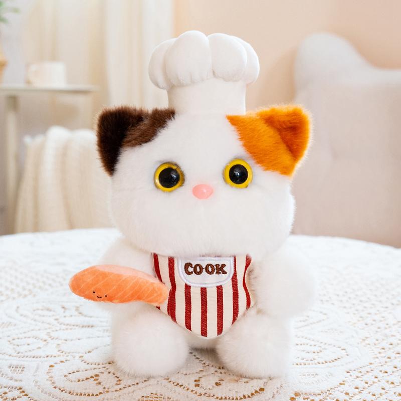 20/25cm Chef Cartoon Animal Plush Toy Stuffed Kawaii Bib Elephant Lamb Chick Elephant Penguin Pig Doll Companion Plushie Gift