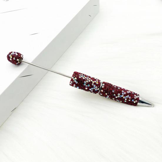 Comfortable Grip Gel Pen Diamond Beadable Pens, Bling Rhinestone Beaded DIY Bead Pen, Crystal Shaft Decorative Craft Black Ink Ballpoint Pens