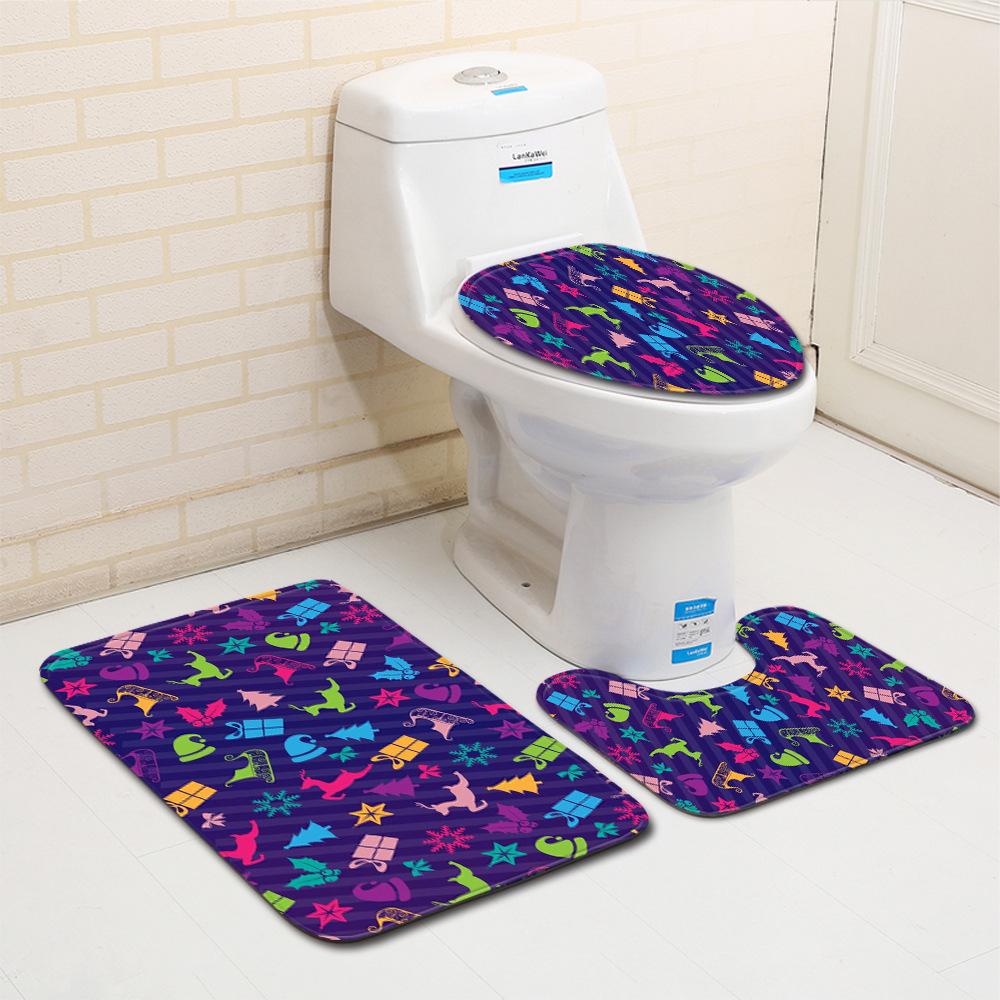 Christmas Bathroom Floor Mat Toilet Three-Piece Set