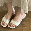 2026 Summer Studded Shoes Women Flat Sandals Rivets Shoes Elegant Party Ladies Sandals White Daily Wear
