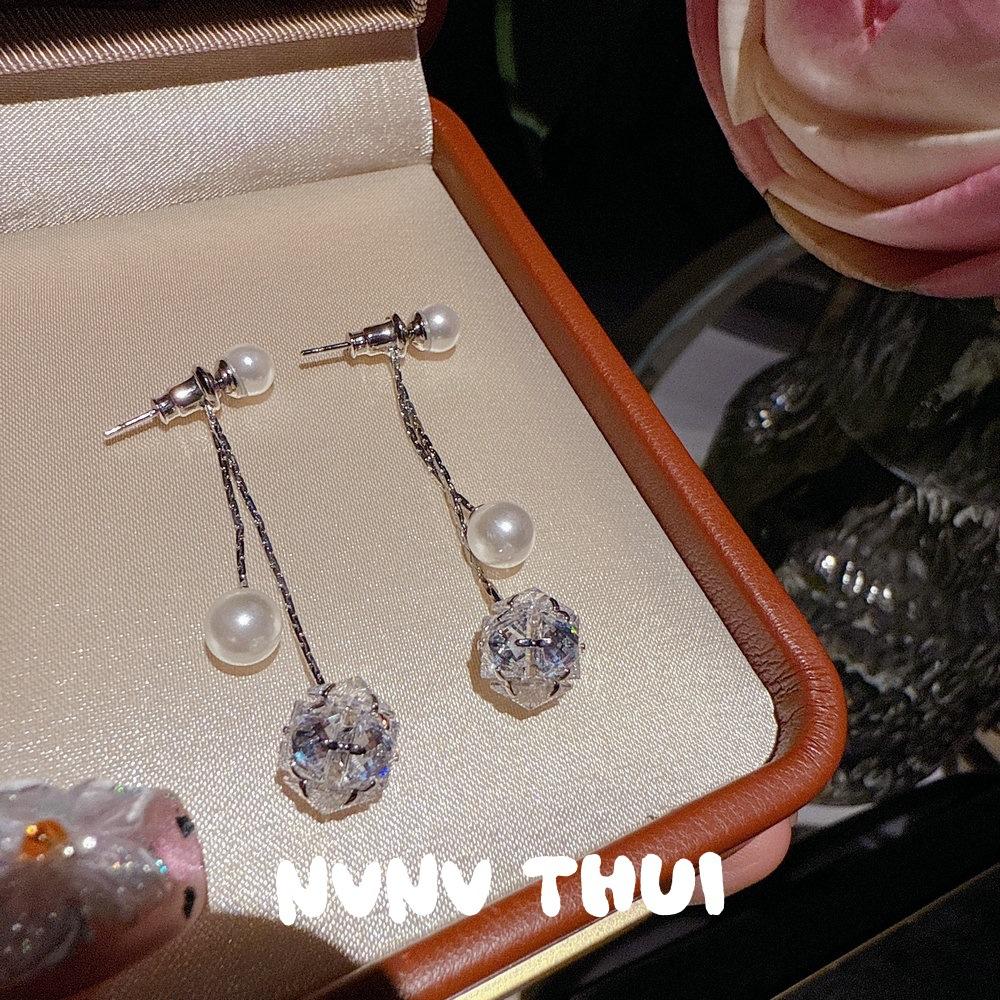 Jewelry, Fog Rain Drop Chandelier, Gem Earrings, Banquet Haute Couture Fan-Shaped Water Drop Flash Diamond Fringed Earrings.