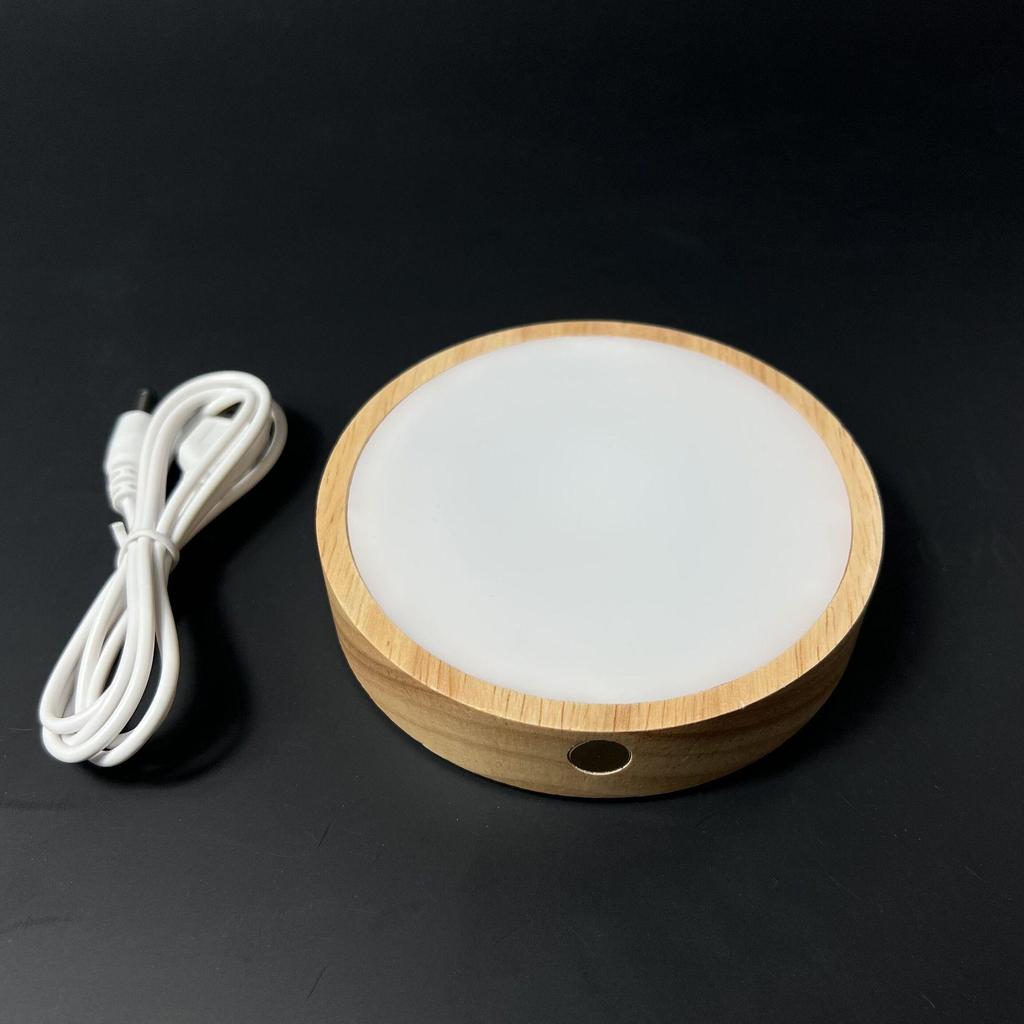 Touch LED Solid Wood Wireless Night Light Ornament with Acrylic Display Pad
