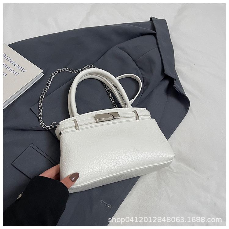 

Lychee pattern Kelly bag handbag women s high-end sense simple work commuter small bag shoulder messenger bag tote bag білий