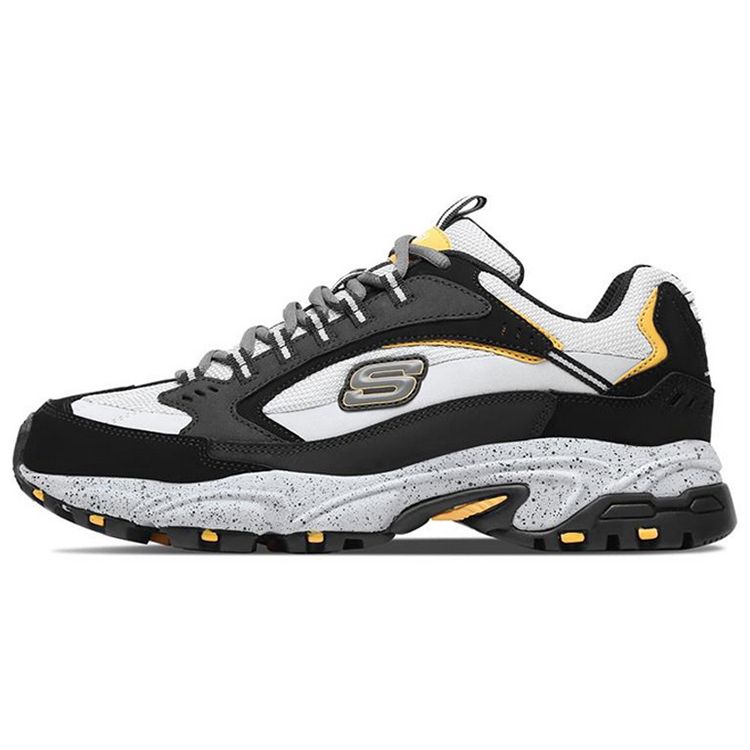 Skechers Men's Black Stamina Series Trendy Thick Sole Patchwork Shock Absorbing Durable Low Top Dad Shoes Sneaker 51286-Bkgy Cm