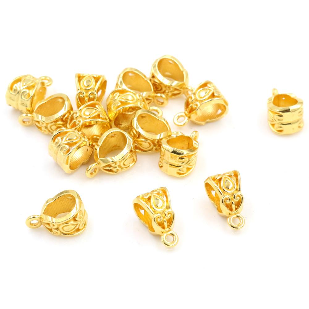 20pcs 13x8x8mm Beads Bails Pendants Jewelry Making DIY Necklace Silver Plated Gold Black Beads Bails Pendants Charm Beads Bails