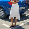 Elegant Asymmetrical Pleated Midi Skirt for Women - Solid Color High Waist A-Line Irregular Hem Skirt