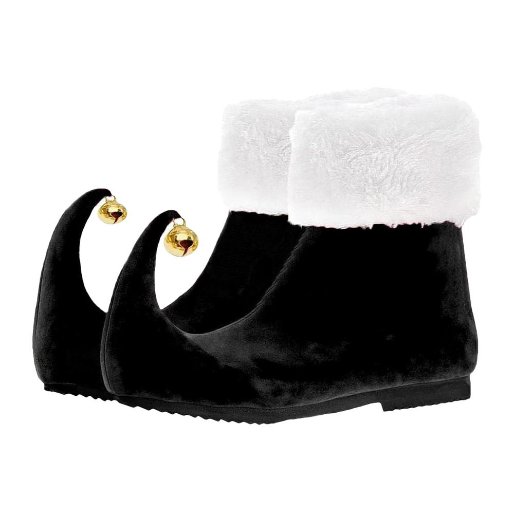 

Christmas Adult Elfs Santa Claus Shoes 3 Color Ankle Boots With Bells Role Play Accessories For Party Stage Performance Props 2XL чорний