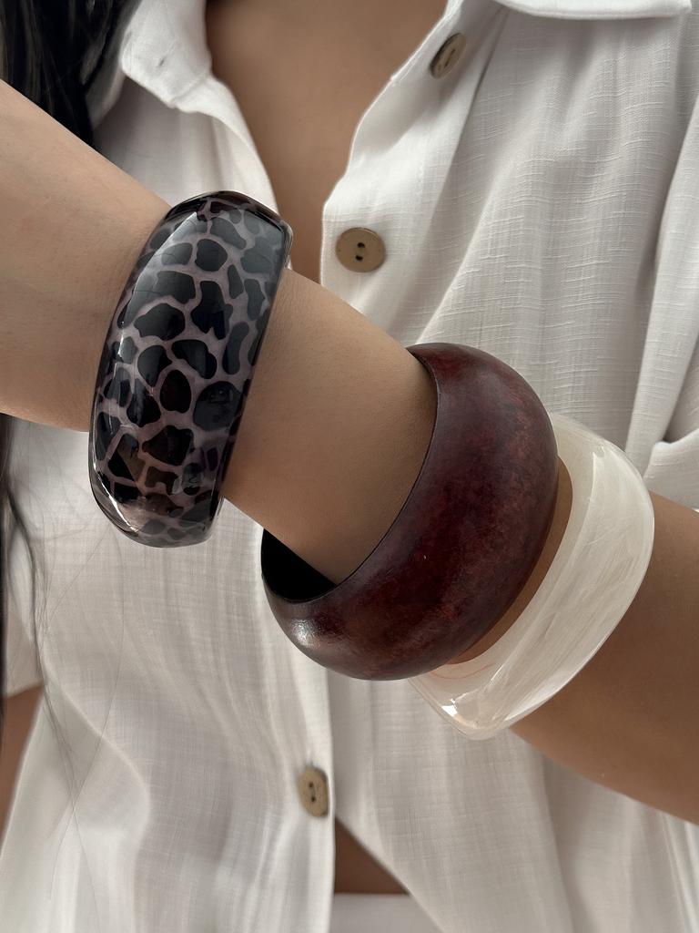 Vintage Punk Leopard Breite Klobige Harz Acryl Smudging Armreifen für Frauen Geometrisch Unregelmäßig Manschetten Armreifen Pulseras Schmuck
