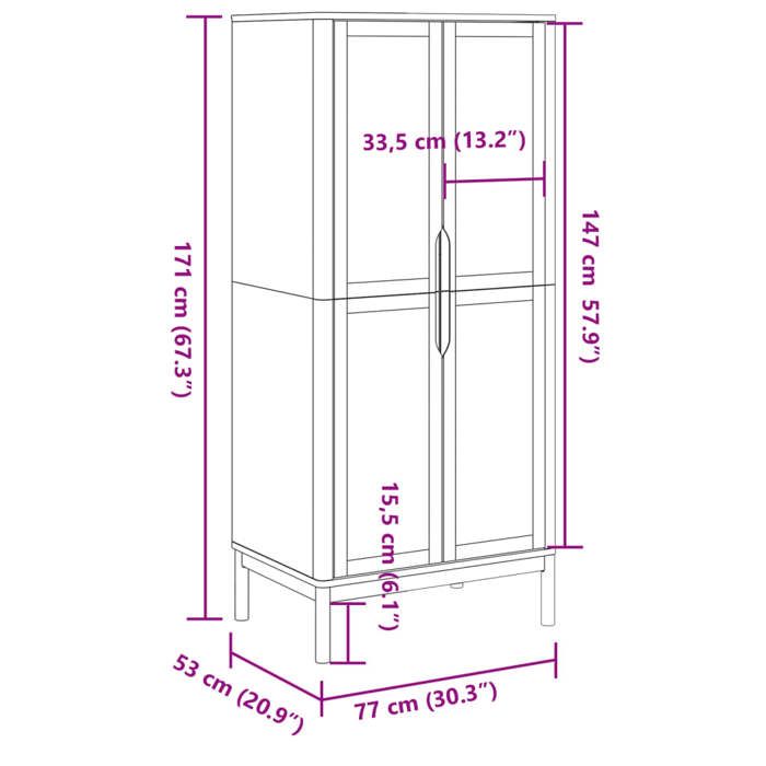 VidaXL Garde-robe FLORO blanc 77x53x171 cm bois massif de pin, armoire de rangement, organisateur de garde-robe, armoire, 374006
