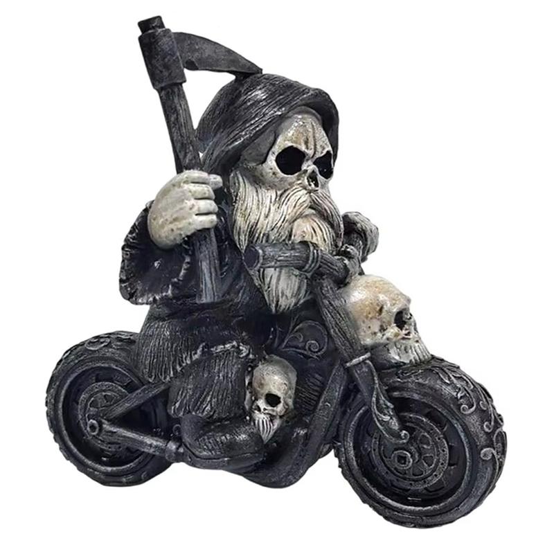 

HHO-Decorative Figurine For Themed Bars Halloween Desktop Skeleton Reaper Statue Dining Table Bedside Window