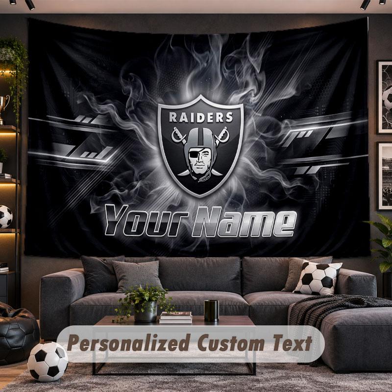 Wall Hanging Tapestry Custom NameLas Vegas Raiders Pattern Personalized Printed Fabric Wall Decor