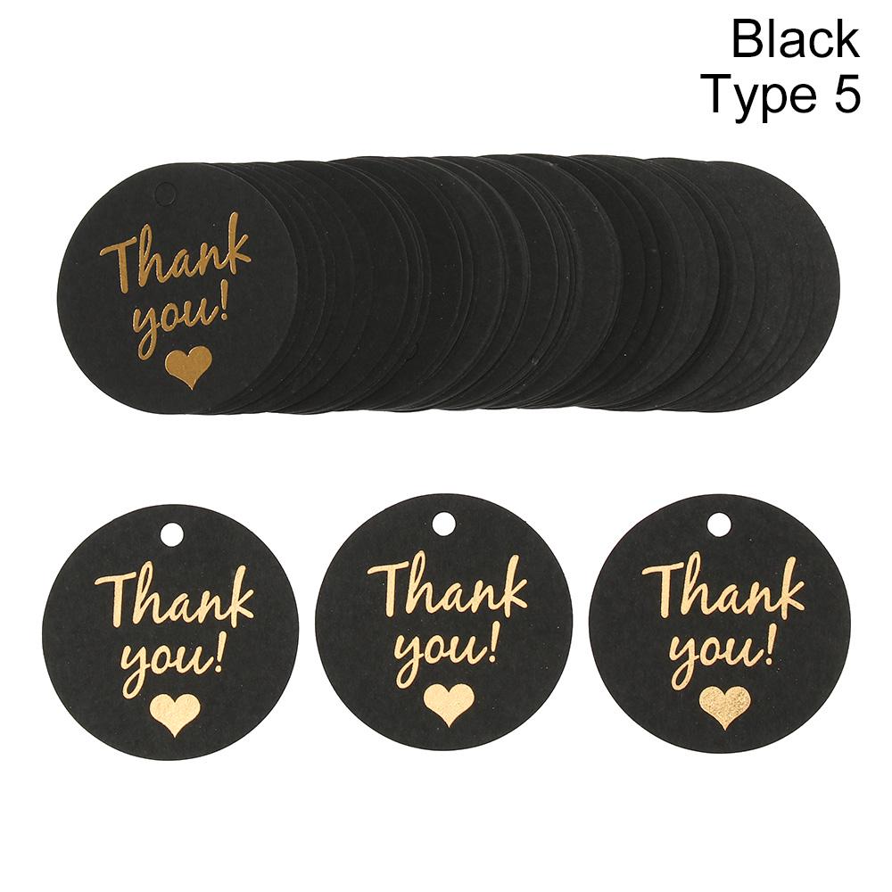 50PCS Gold Stamping Paper Gift Tags Thank You Hang Label Christmas Box Decor Black Red White Birthday Party Supplies DIY Access