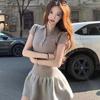 American Patchwork Color Block Polo Dress - Women's Summer Waist-Cinched Slim Fit Mini