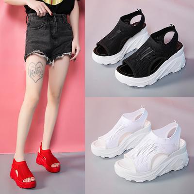 Neue wasserdichte Plattform gewebt Student Casual Fashion Vielseitige trendige Sandalen für Frauen