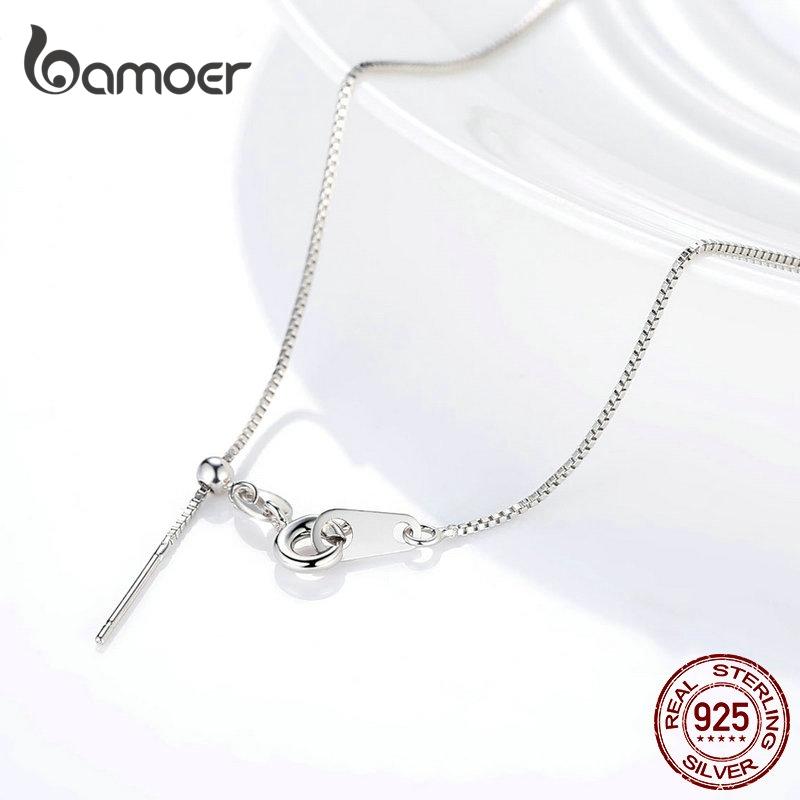 BAMOER Classic Basic Chain 925 Sterling Silver Lobster Clasp Adjustable Necklace Chain
