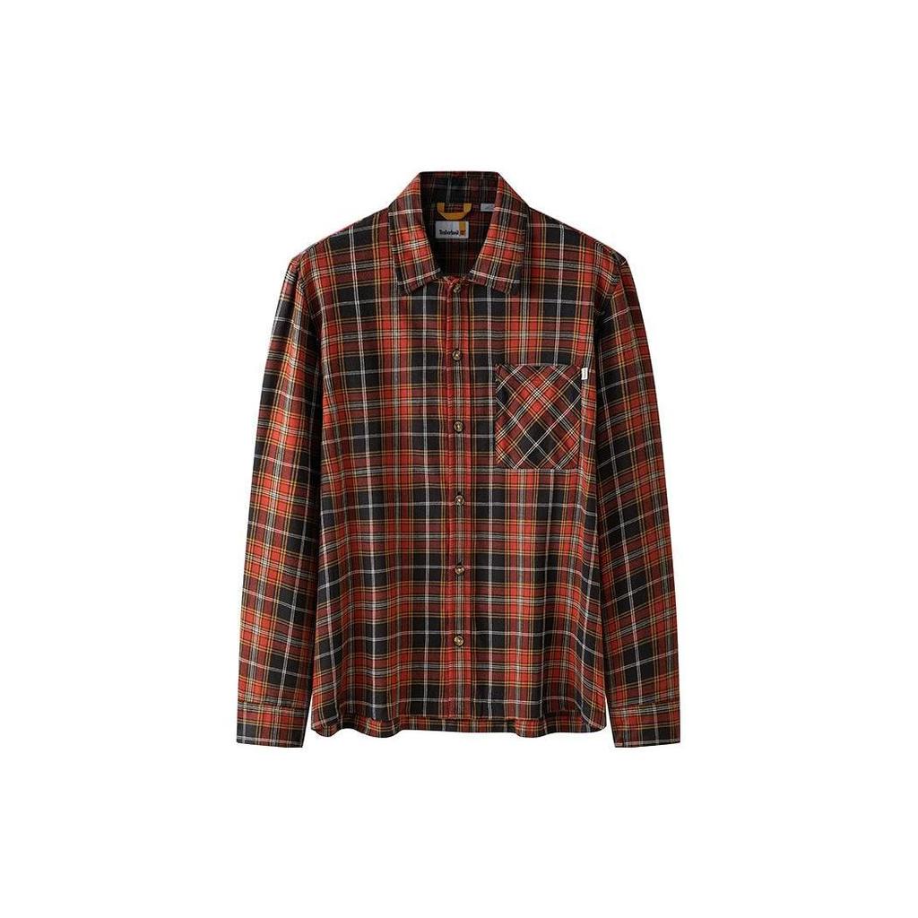 Timberland Plaid Print Outdoor Comfortable Durable Breathable Casual Long Sleeve Shirt Men Shirts Black Red A6P8S-B23