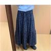 Women's Autumn 2025 Elastic Waist Floral Print Midi Skirt - Soft, Loose, Versatile Over-the-Knee Skirt