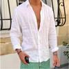 Camicia da uomo Camicia in lino Camicia estiva Camicia da spiaggia Monocolore Casual Quotidiana A maniche lunghe Con colletto Abbigliamento Primavera/Estate