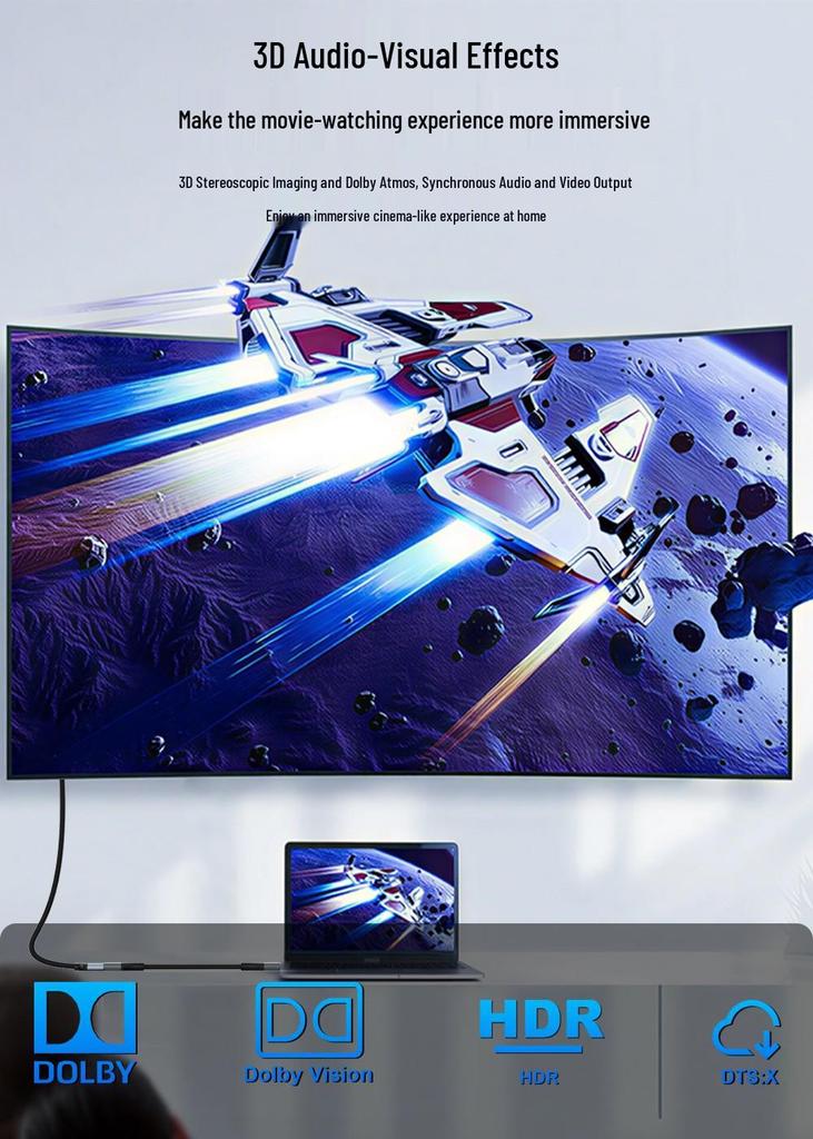 16K 60Hz HDMI 2.2 Male to Female Extension Cable for TV & Monitor