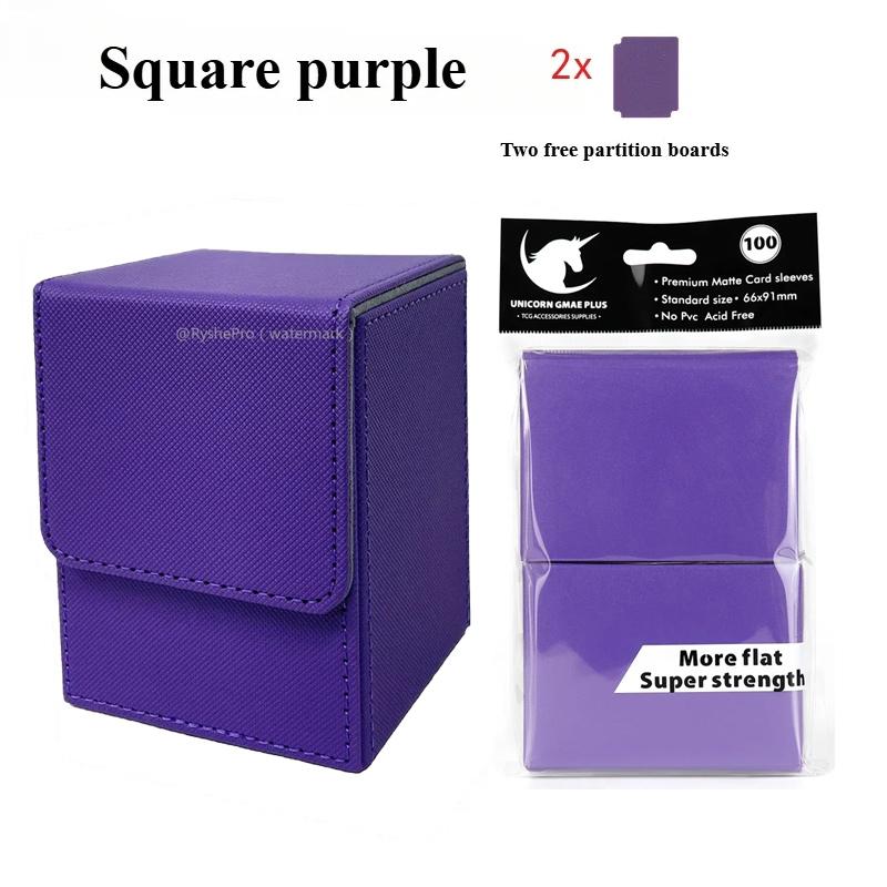 100 Premium Card Sleeves 66x91mm and Trading Card Storage Box Holds 100+ Commander Deck Box for MTG PTCG Baseball Sports Cards