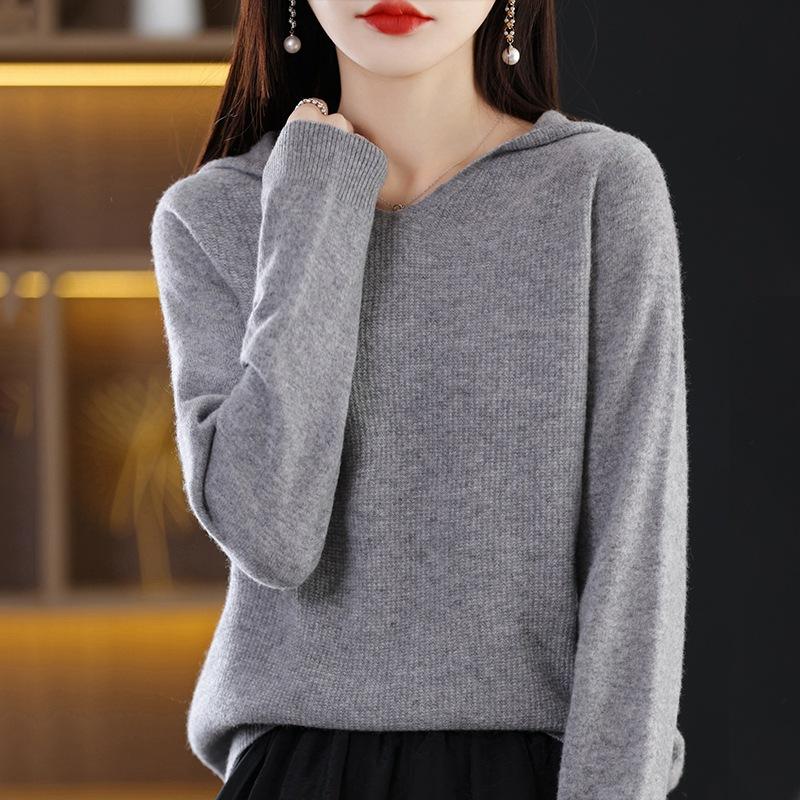 First-line ready-to-wear 24 autumn and winter new hooded knitted sweater women's loose hooded sweater women's age-reducing primer sweater
