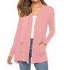 Women's Fashion Solid-Colour Long-Sleeved Pocketed Slim-Fit Cardigan Jacket