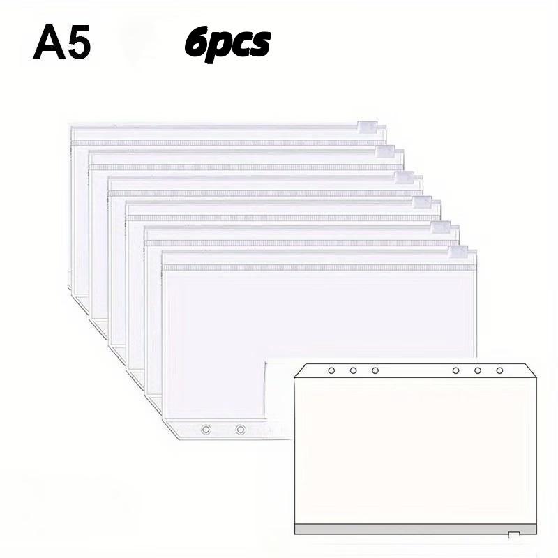 A5 A6 A7 Clear PVC Waterproof Bag 6 Hole Notebook Planner Accessories Loose Leaf Zip Folder Zipper Cards