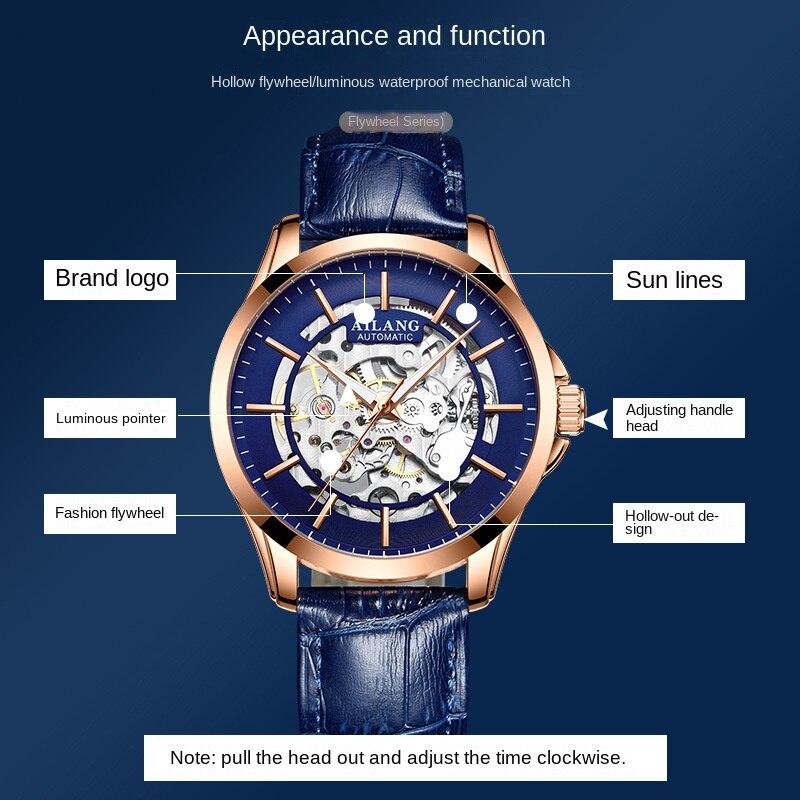 AILANG Neue Uhr Herren Maschinenuhr Vollautomatische Hollow Trend Herrenuhr