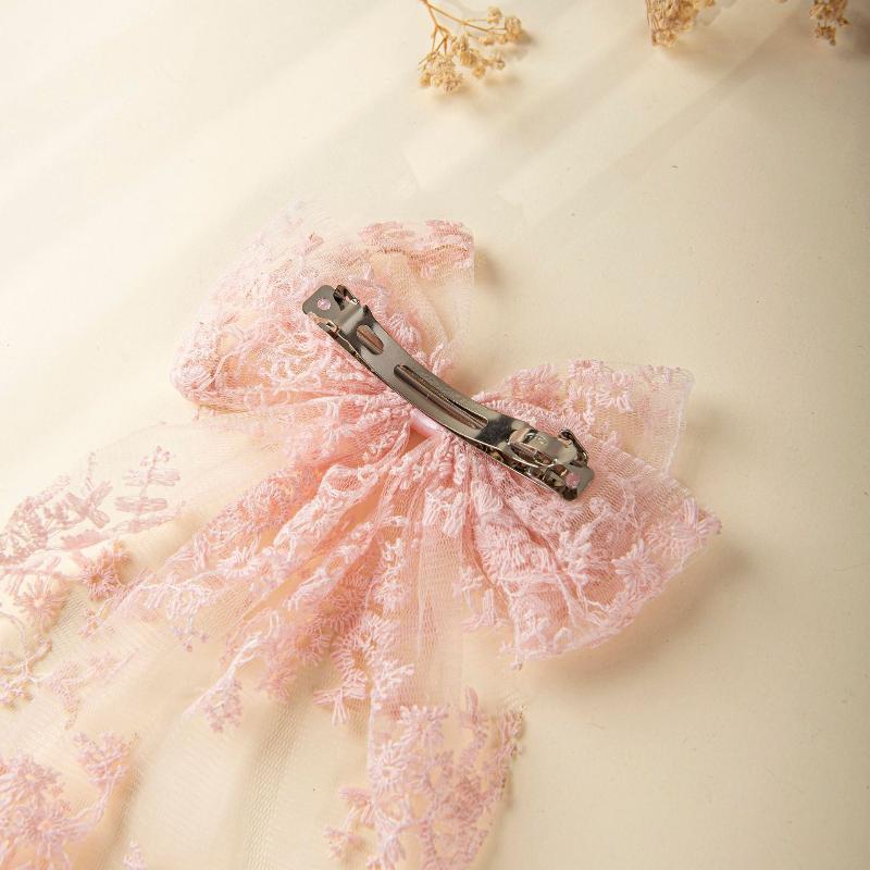 1Pcs Girl Romantic Wedding Season Headwear Tailcoat Lace Bow Hair Clip Sweet Lovely Princess Style Hairpin Gift