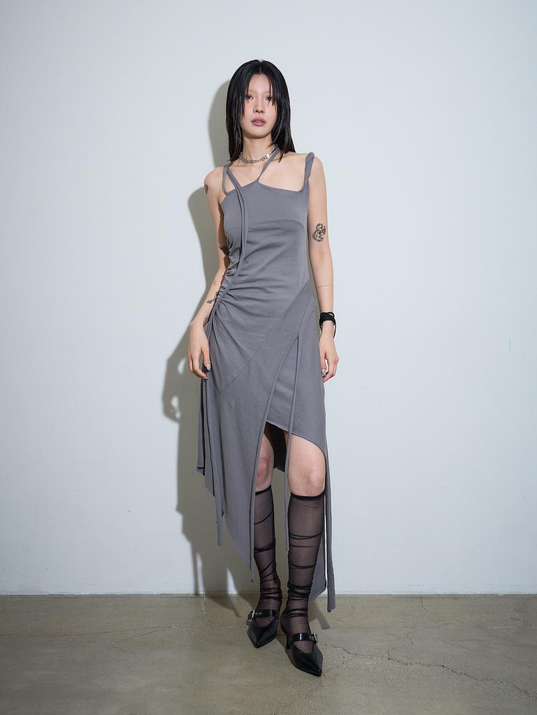 Nogtabeu Cutout Slip Dress Grey