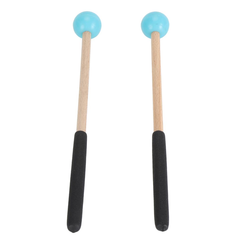 1 Pair Percussion Mallet Rubber and Maple Multifunctional Tongue Drum Mallet for Concert Blue