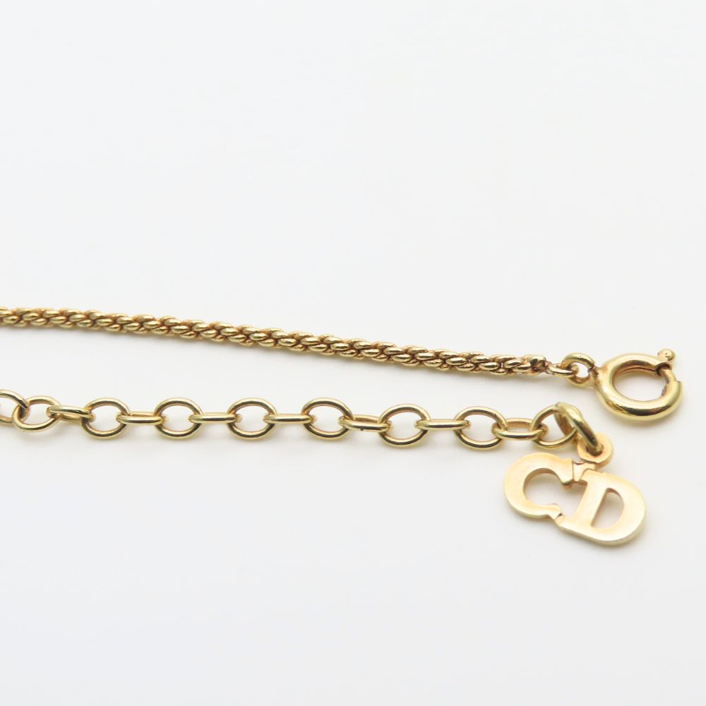Used Christian Dior Necklace metal/Rhinestone 7.1g gold CD logo