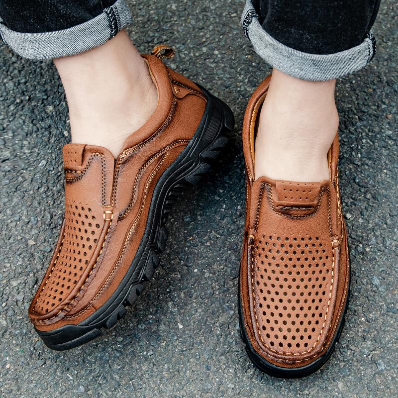 Popular men's shoes 48 men's casual shoes soft-soled overshoes spring new driving leather shoes