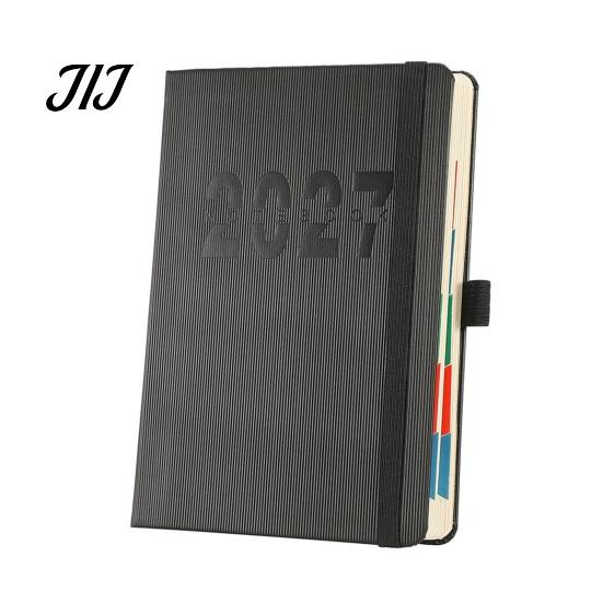 English Planner for Students 2027 A5 Daily Planner, Vertical Grain Hardcover 320 Page Embossed Textured Notebook Schedule Notebook, Calendar Organizer