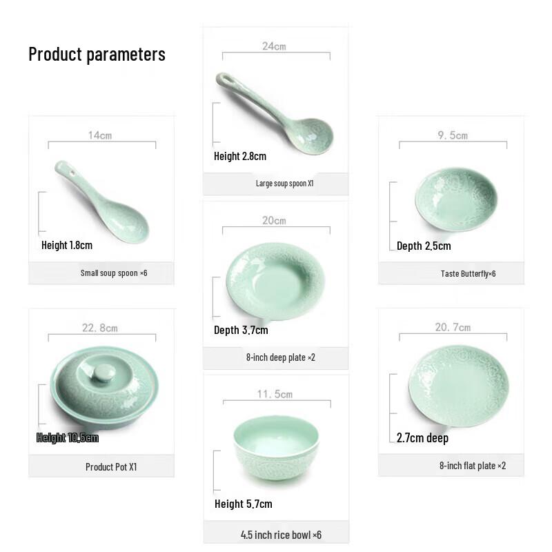 Su Ceramic Celadon Dinnerware Gift Set