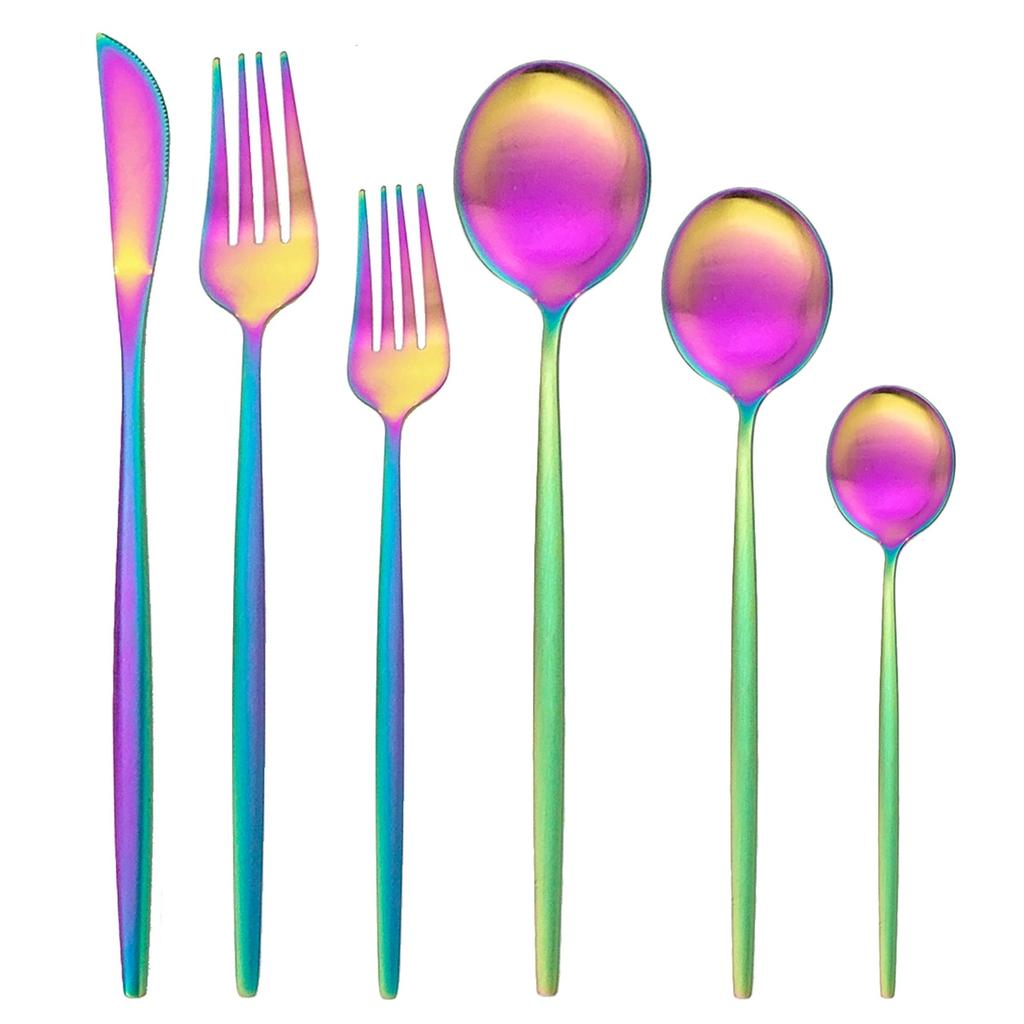 36Pcs/set Red Gold Dinnerware Cutlery Set Stainless Steel Knife Dessert Fork Tea Spoon Silverware Kitchen Flatware Tableware Set