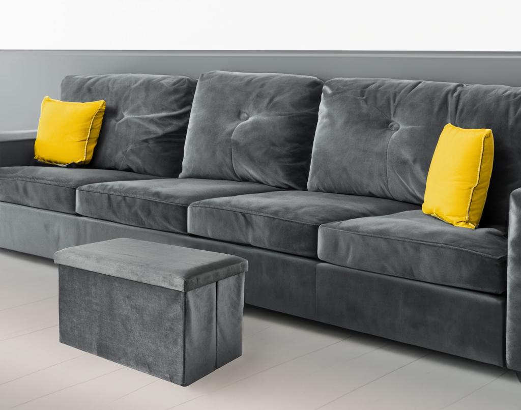 Folding Velvet Pouf DIEGO Graphite VELVET Size XL