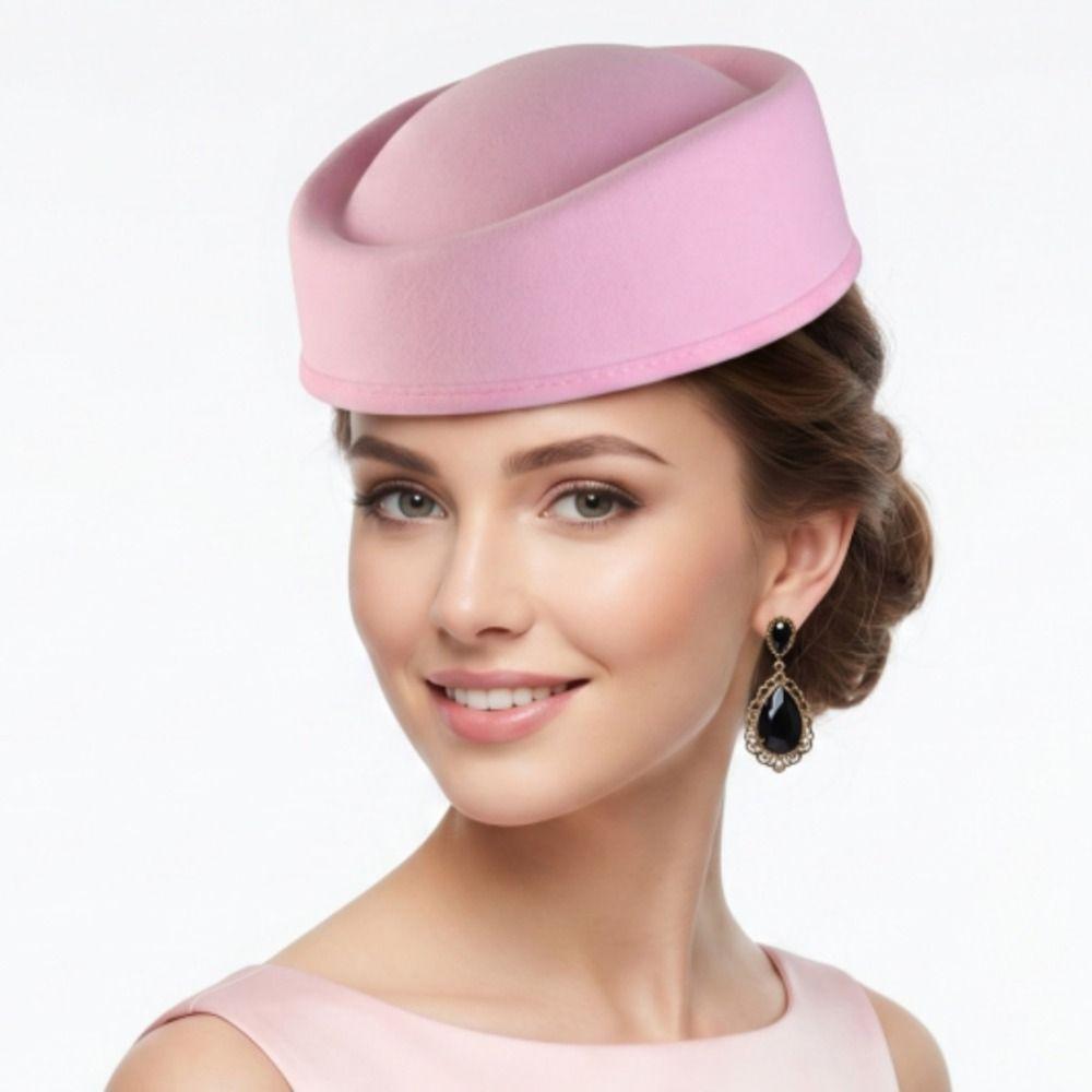 Sombrero tipo pastillero vintage de color liso, gorros de azafata de aerolínea, sombrero lágrima, sombrero formal para dama